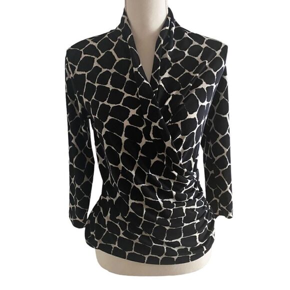 Vince Camuto Black & White Long Sleeve Blouse Top Size Small - Picture 1 of 6